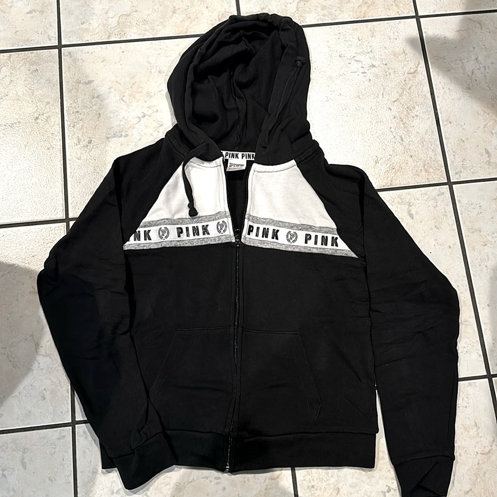 Black Victoria Secret Pink Zip Up Hoodie